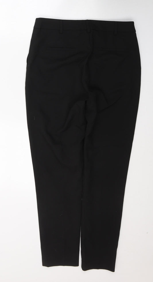 NEXT Womens Black Polyester Trousers Size 10 L26 in Regular Button