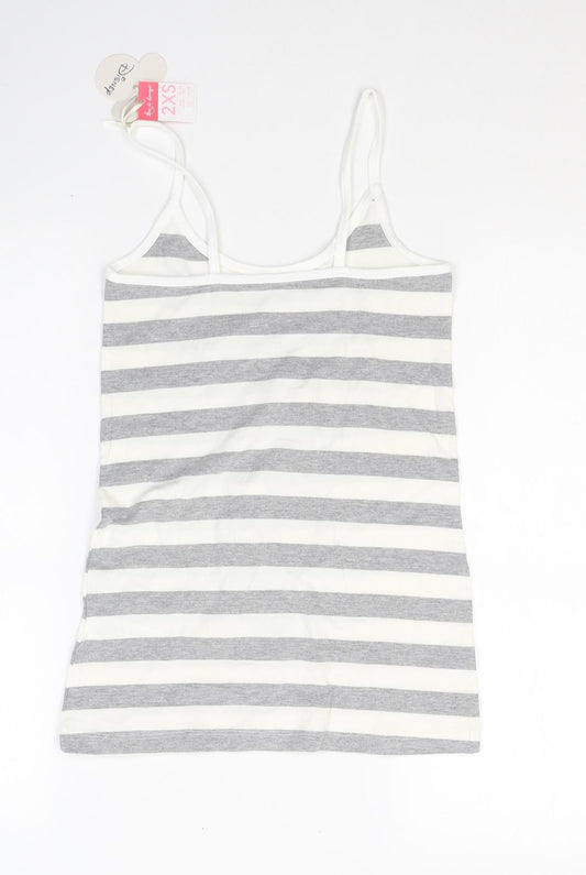 Disney Womens Grey Striped Cotton Basic Tank Size 4 Round Neck - Minnie mouse