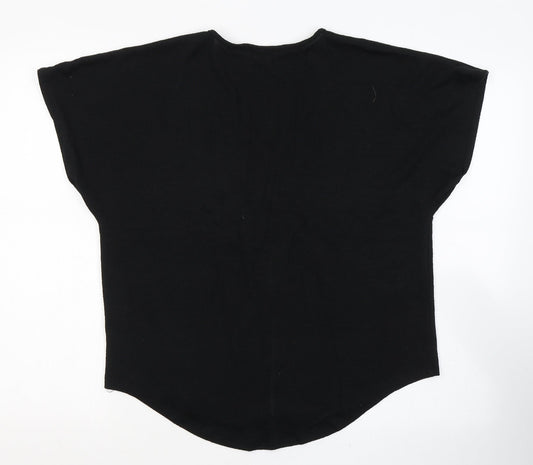 Gap Womens Black Polyester Jersey T-Shirt Size S V-Neck