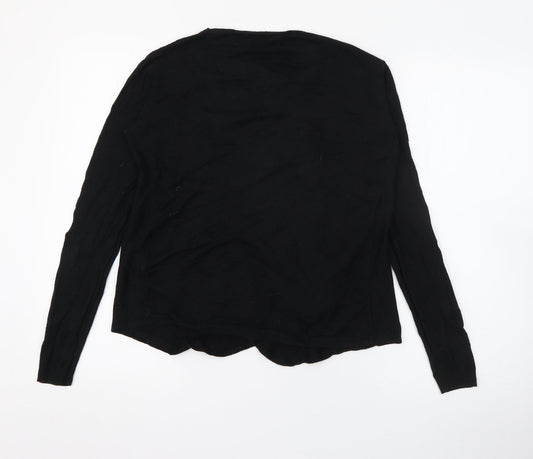 Amisu Womens Black V-Neck Acrylic Cardigan Jumper Size XS