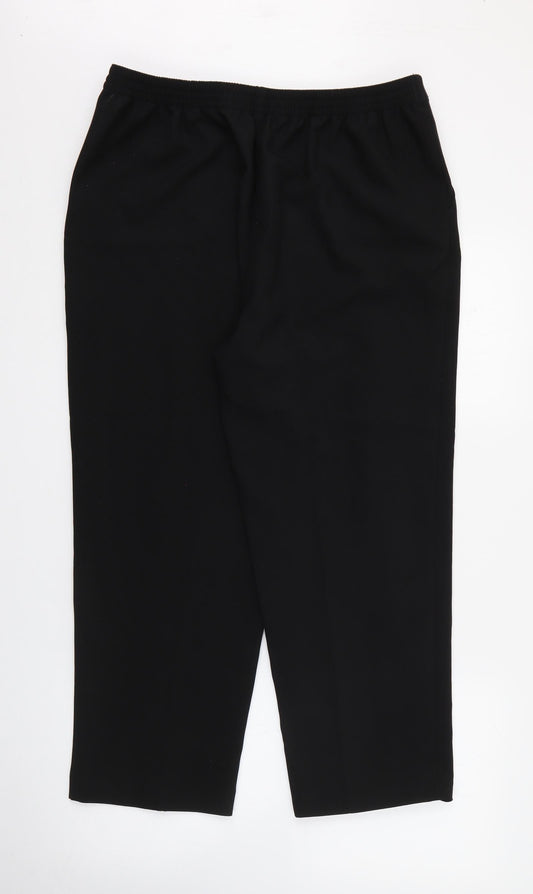 Isle Essentials Womens Black Polyester Trousers Size 16 L25 in Regular