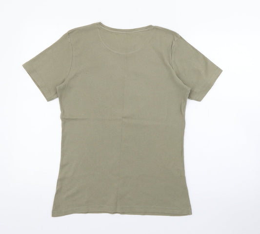 Dunnes Stores Womens Green Polyester Basic T-Shirt Size M Crew Neck