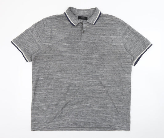 AWC85 Mens Grey Polyester Polo Size XL Collared Button