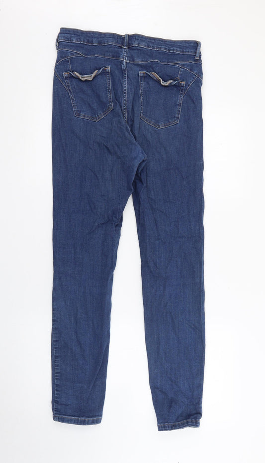 Marks and Spencer Womens Blue Cotton Skinny Jeans Size 14 L27 in Regular