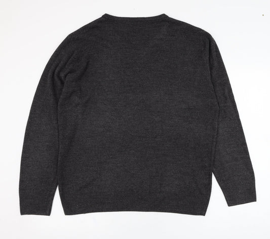 Taylor & Wright Mens Grey V-Neck Acrylic Pullover Jumper Size L