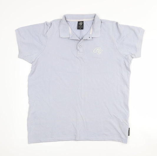 Crosshatch Mens Blue Cotton Polo Size M Collared Button