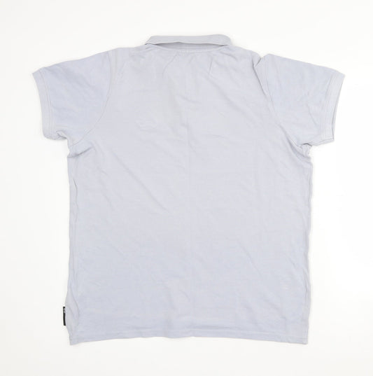 Crosshatch Mens Blue Cotton Polo Size M Collared Button
