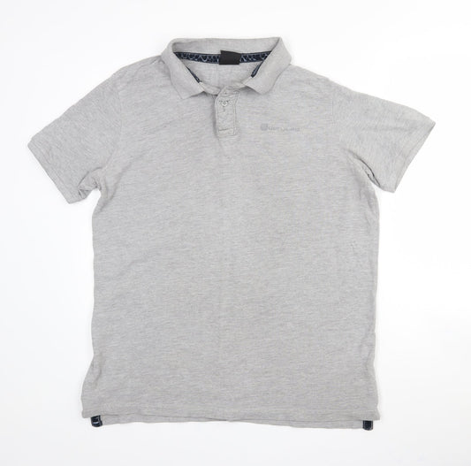 Defused Mens Grey Polyester Polo Size L Collared Button - Defused logo