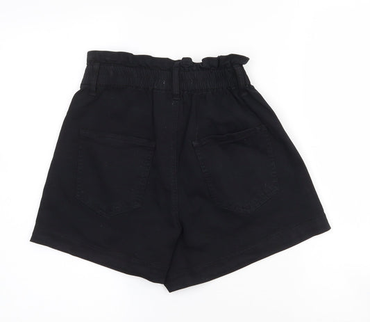 My Tina's Womens Black Cotton Paperbag Shorts Size XS L3 in Regular Zip