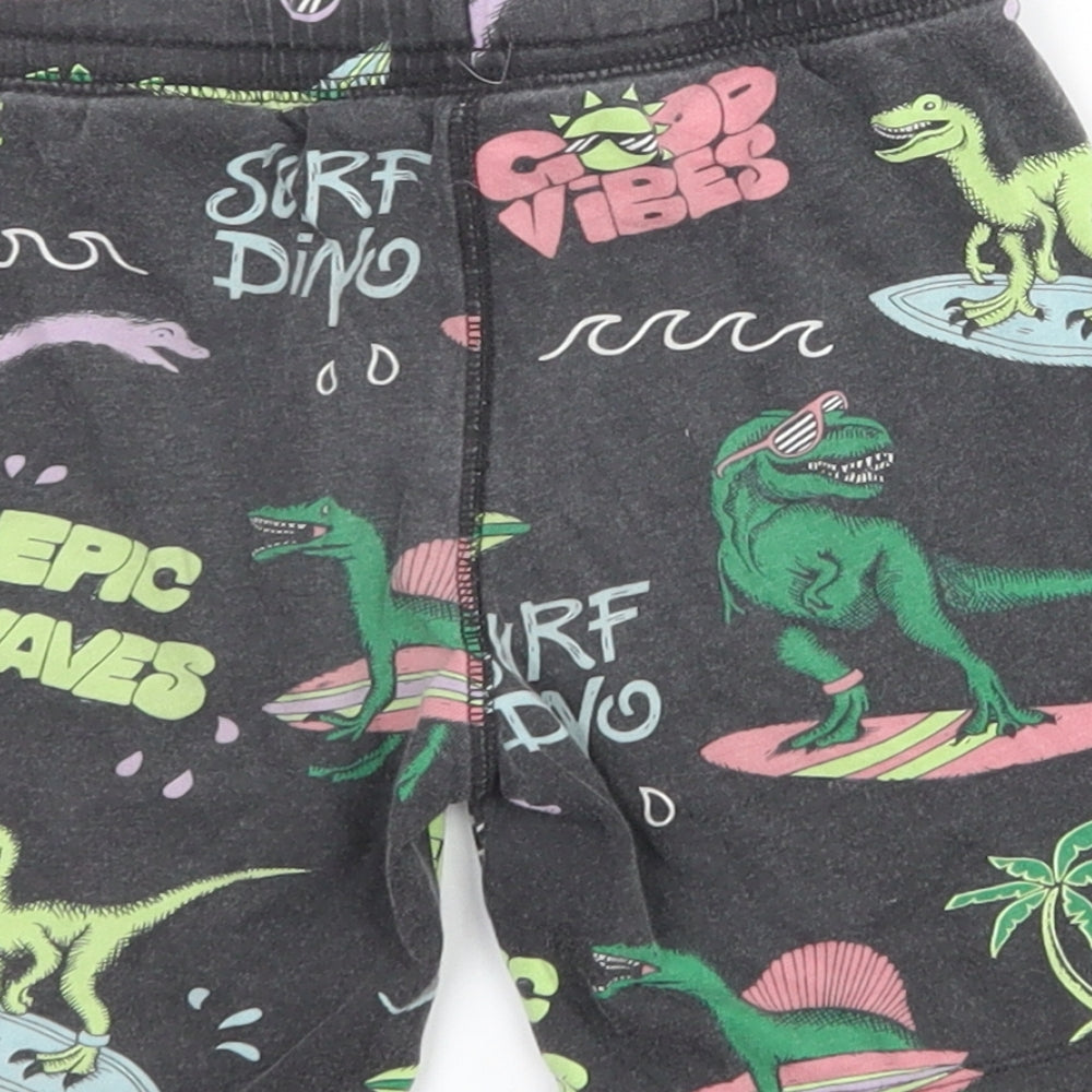 H&M Boys Multicoloured Cotton Sweat Shorts Size 5-6 Years Regular Drawstring - Dinosaur. Surfing