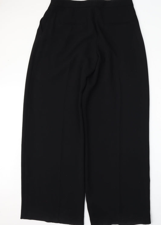 Mango Womens Black Polyester Trousers Size 8 L31 in Regular Hook & Loop