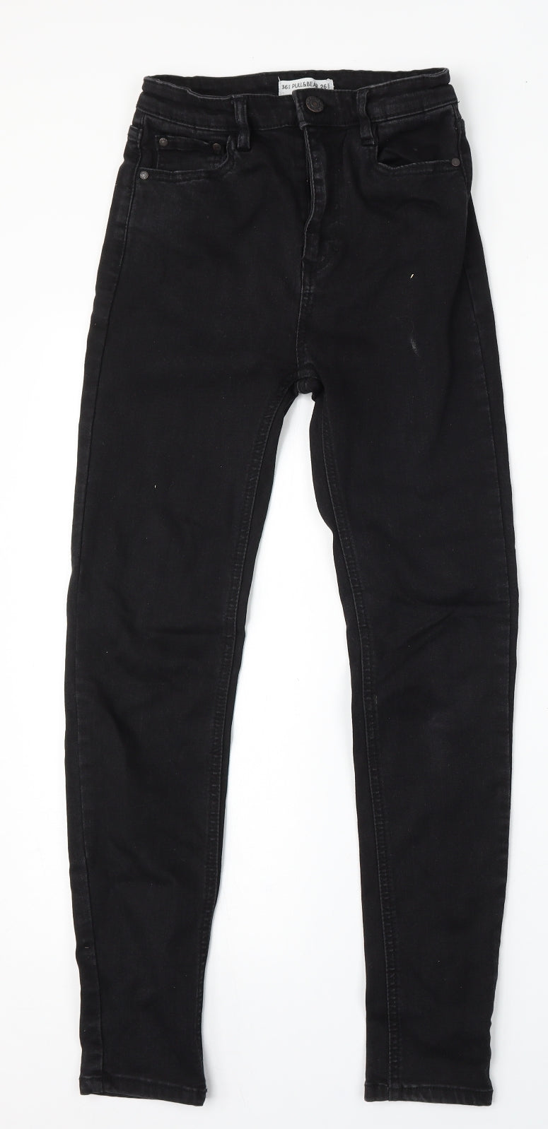 Pull&Bear Womens Black Polyester Skinny Jeans Size 26 L26 in Regular Button