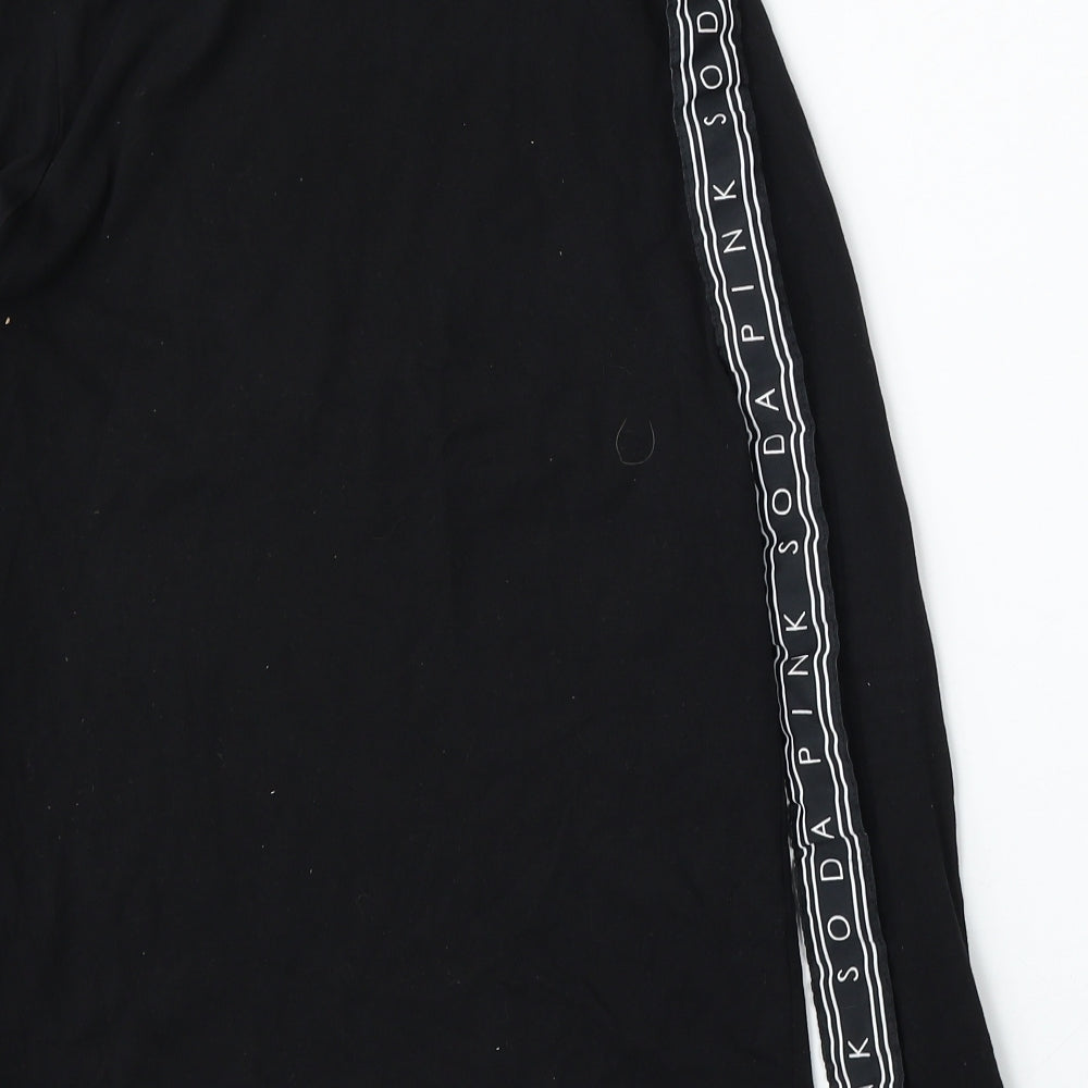 Pink Soda Womens Black Cotton Basic T-Shirt Size 6 Round Neck