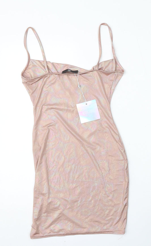 Missguided Womens Pink Polyester Shift Size 8 Round Neck
