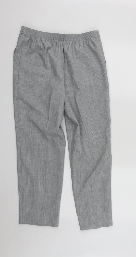 Marks and Spencer Womens Grey Polyester Trousers Size 12 L26 in Regular