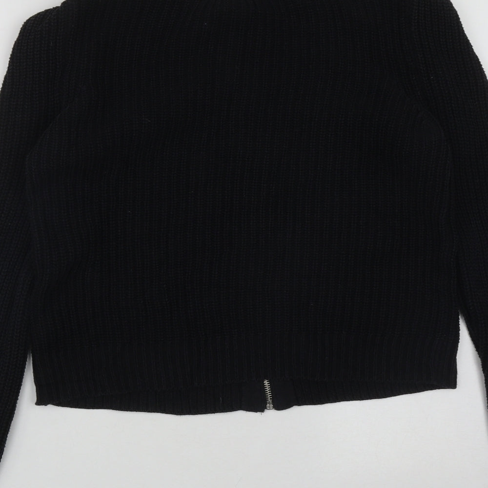 Silence + Noise Womens Black Round Neck Acrylic Cardigan Jumper Size S