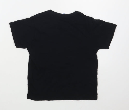 JHK Boys Black 100% Cotton Basic T-Shirt Size 5-6 Years Round Neck Pullover