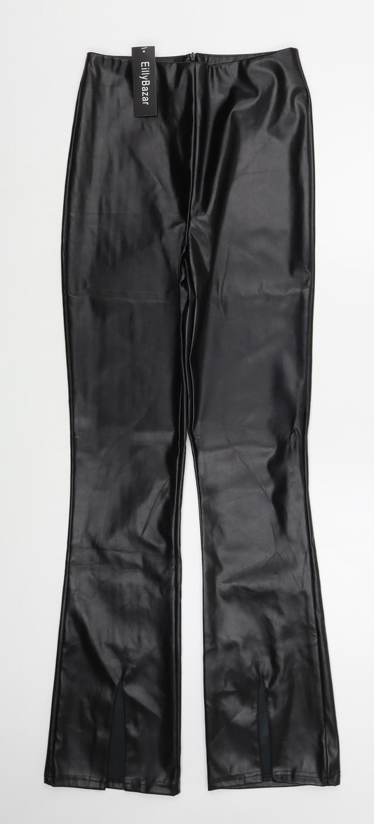 Eilly Bazar Womens Black Polyester Trousers Size XS L32 in Regular Zip