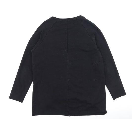 Blue Vanila Womens Black Cotton Basic T-Shirt Size S Round Neck
