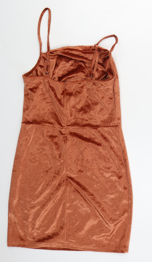 Parisian Womens Orange Polyester Mini Size 10 Square Neck Pullover