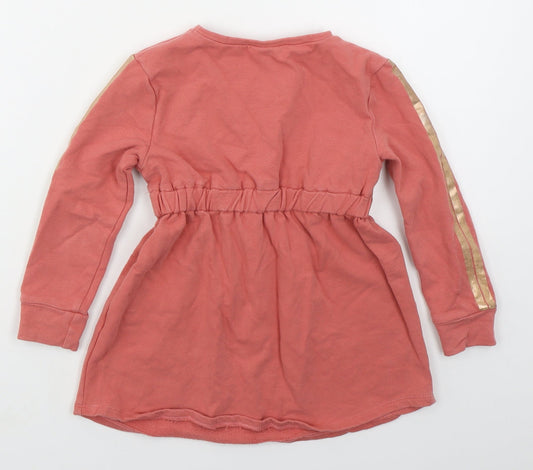 Matalan Girls Pink Cotton Skater Dress Size 5 Years Crew Neck Pullover - Mor Amour