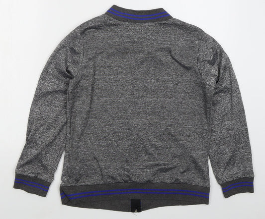 Preworn Boys Grey Polyester Full Zip Sweatshirt Size L Zip - Blue