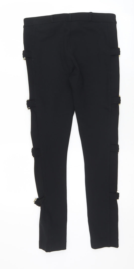 Absolutti Womens Black Viscose Trousers Size 10 L28 in Regular Zip