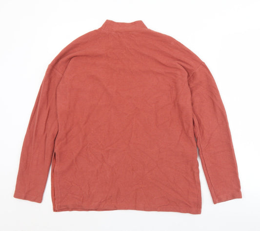 Zara Womens Brown Polyamide Jersey T-Shirt Size S Mock Neck