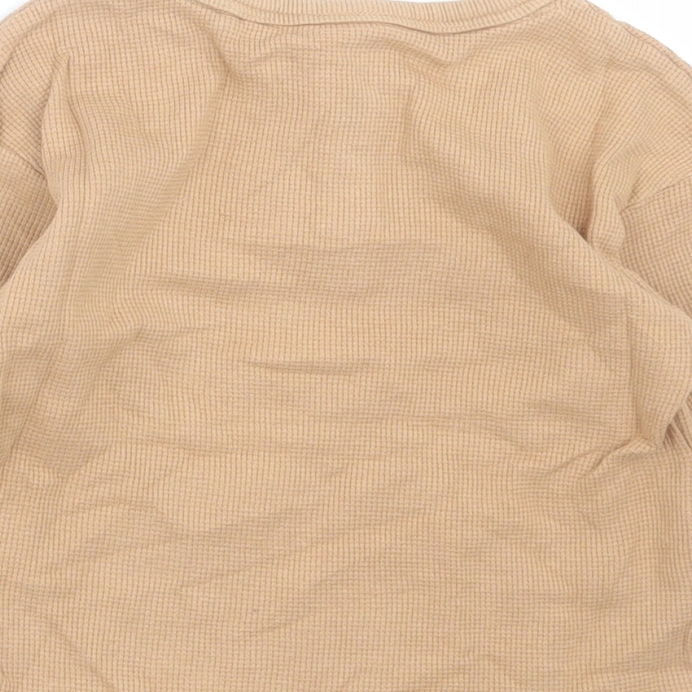 George Boys Brown Cotton Basic Casual Size 3-4 Years Crew Neck Button