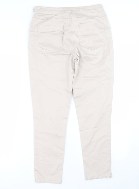 Wallis Womens Beige Cotton Jegging Trousers Size 10 L26 in Regular Zip