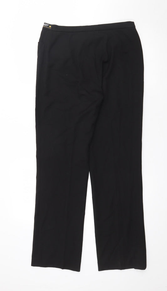 Wichele Womens Black Polyester Trousers Size 10 L20 in Regular