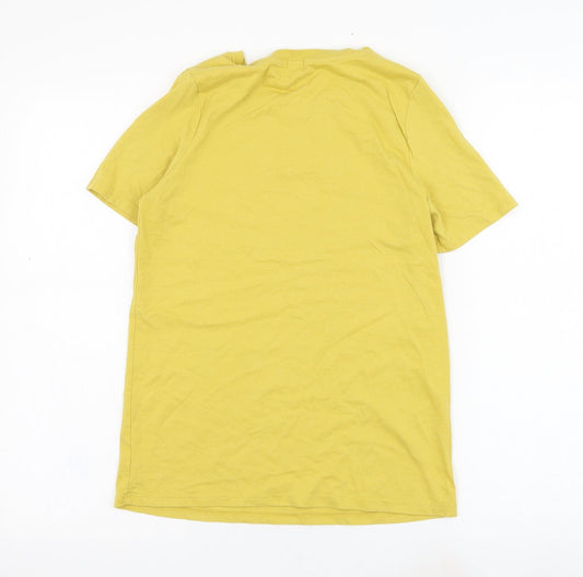 River Island Womens Yellow Cotton Basic T-Shirt Size 6 Round Neck - Venti