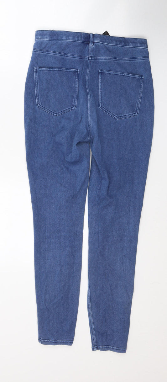 NEXT Womens Blue Cotton Skinny Jeans Size 10 L27 in Regular Button