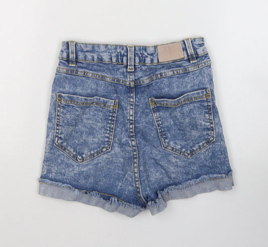 Bershka Mens Blue Cotton Shorts Size 60 in Regular Button