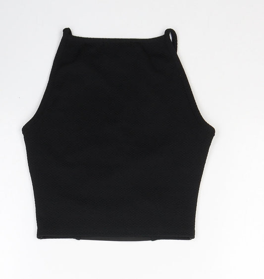 Pink Soda Womens Black Polyester Cropped Tank Size 6 Square Neck