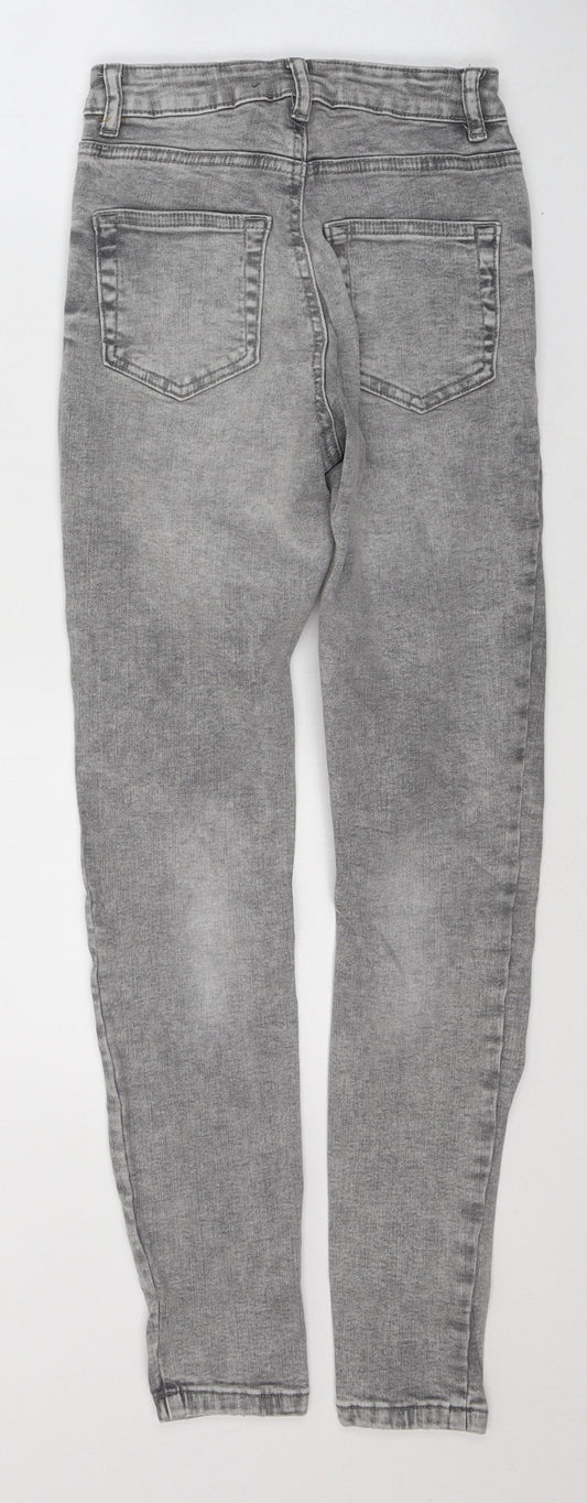 Denim & Co. Womens Grey Cotton Skinny Jeans Size 6 L27 in Regular Button