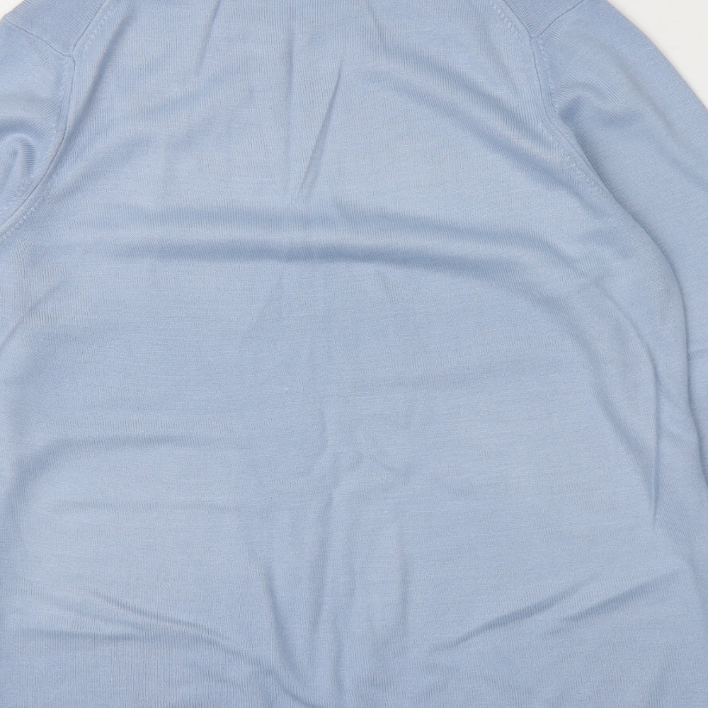 M&S Womens Blue Round Neck Acrylic Pullover Jumper Size 12