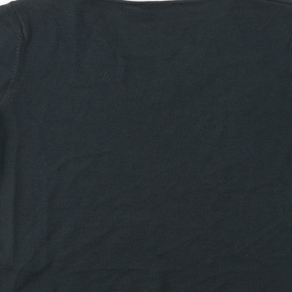 M&S Womens Green Round Neck Acrylic Pullover Jumper Size 16