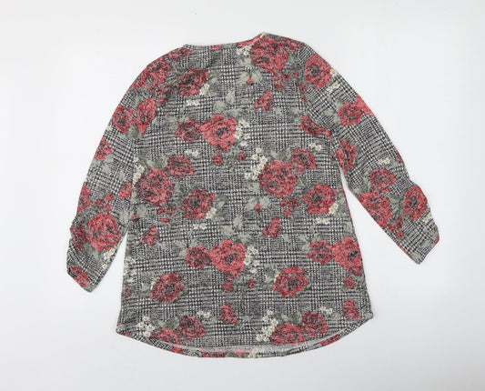 Absolutely Famous Womens Multicoloured Floral Polyester Basic T-Shirt Size 8 Round Neck