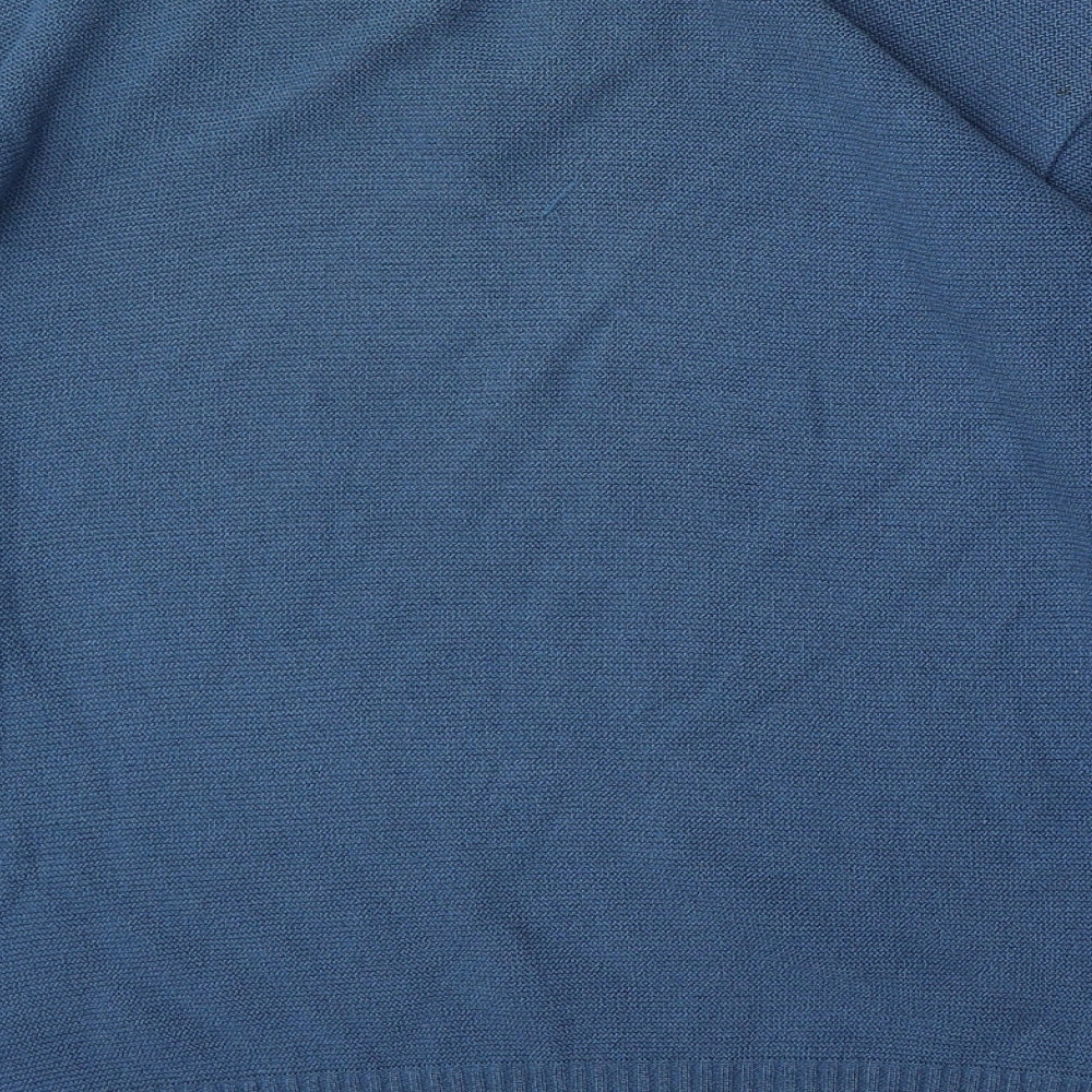 HPR Mens Blue V-Neck Cotton Pullover Jumper Size L