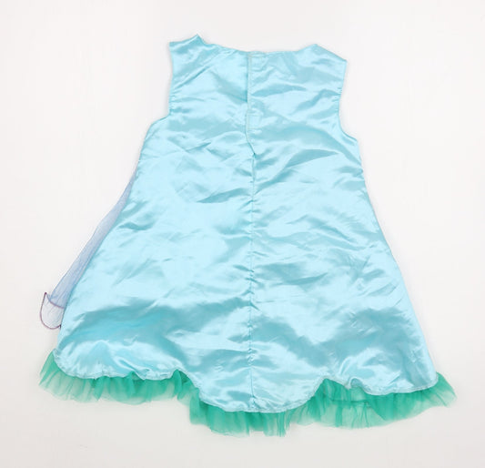 Trolls Girls Blue Polyester Trapeze & Swing Size 4-5 Years Scoop Neck Hook & Loop - Trolls Costume