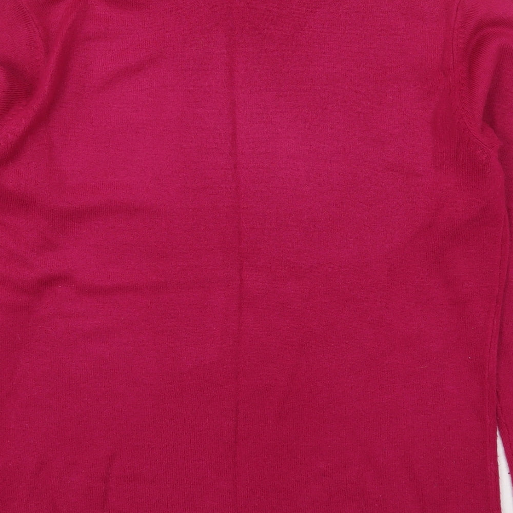 Bm Collection Womens Pink Round Neck Acrylic Pullover Jumper Size S