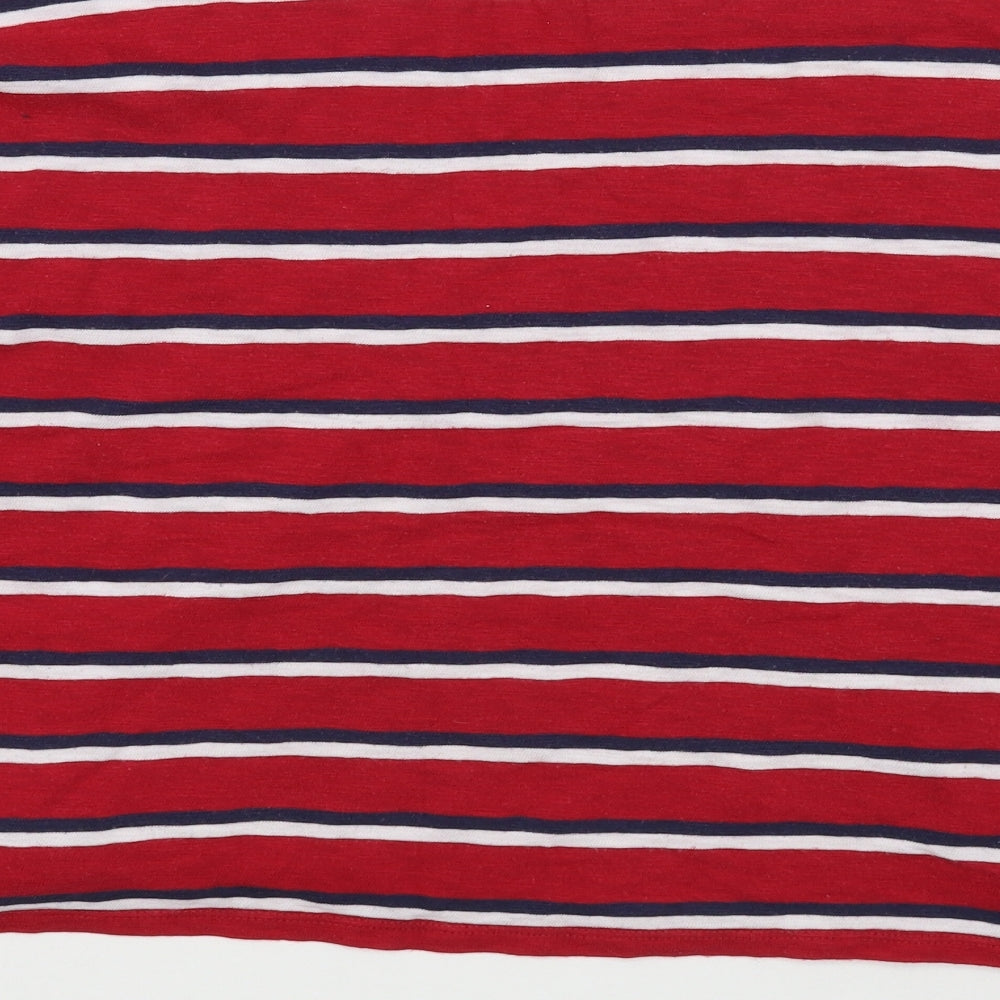 Hollister Womens Red Boat Neck Striped 100% Cotton Pullover Jumper Size M