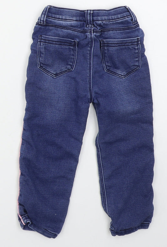 Denim Co Girls Blue Cotton Snow Pants Jeans Size 18-24 Months Button