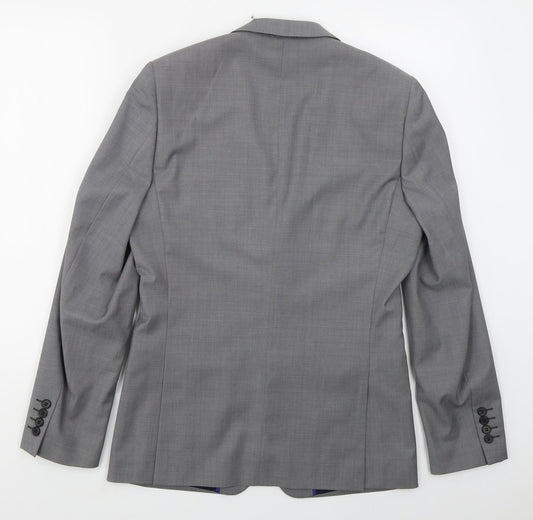 Topman Mens Grey Polyester Jacket Suit Jacket Size 36