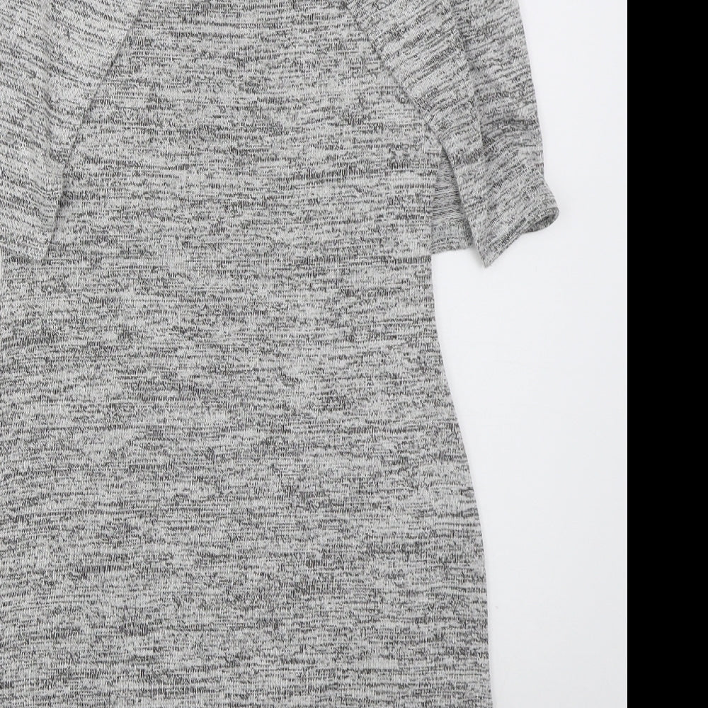 Miss Selfridge Womens Grey Viscose Bodycon Size 6 Crew Neck Pullover