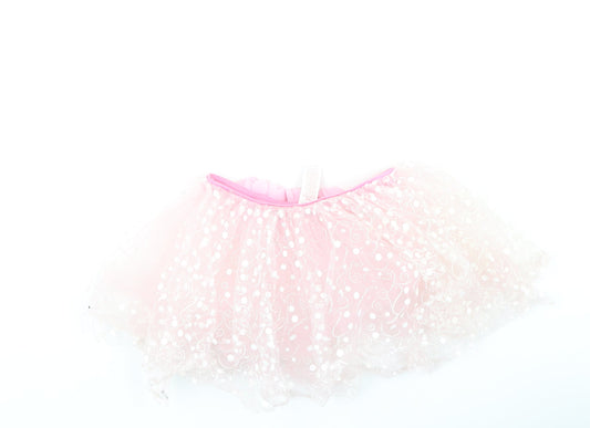 Preworn Girls Pink Polyester Flare Skirt One Size Regular