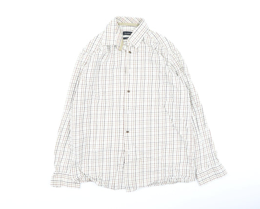 Double TWO Mens Beige Plaid Cotton Polo Size 40 Collared