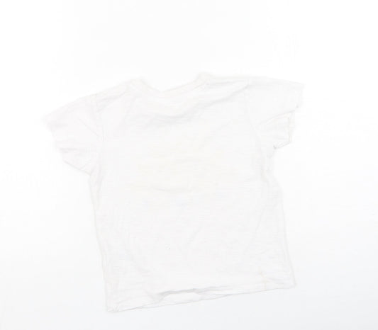 Preworn Girls White Cotton Basic Casual Size 2-3 Years Round Neck