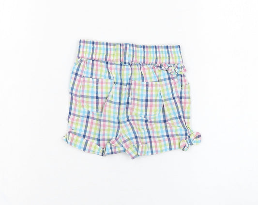 M&Co Girls Ivory Check Cotton Cropped Trousers Size 9-12 Months Pullover